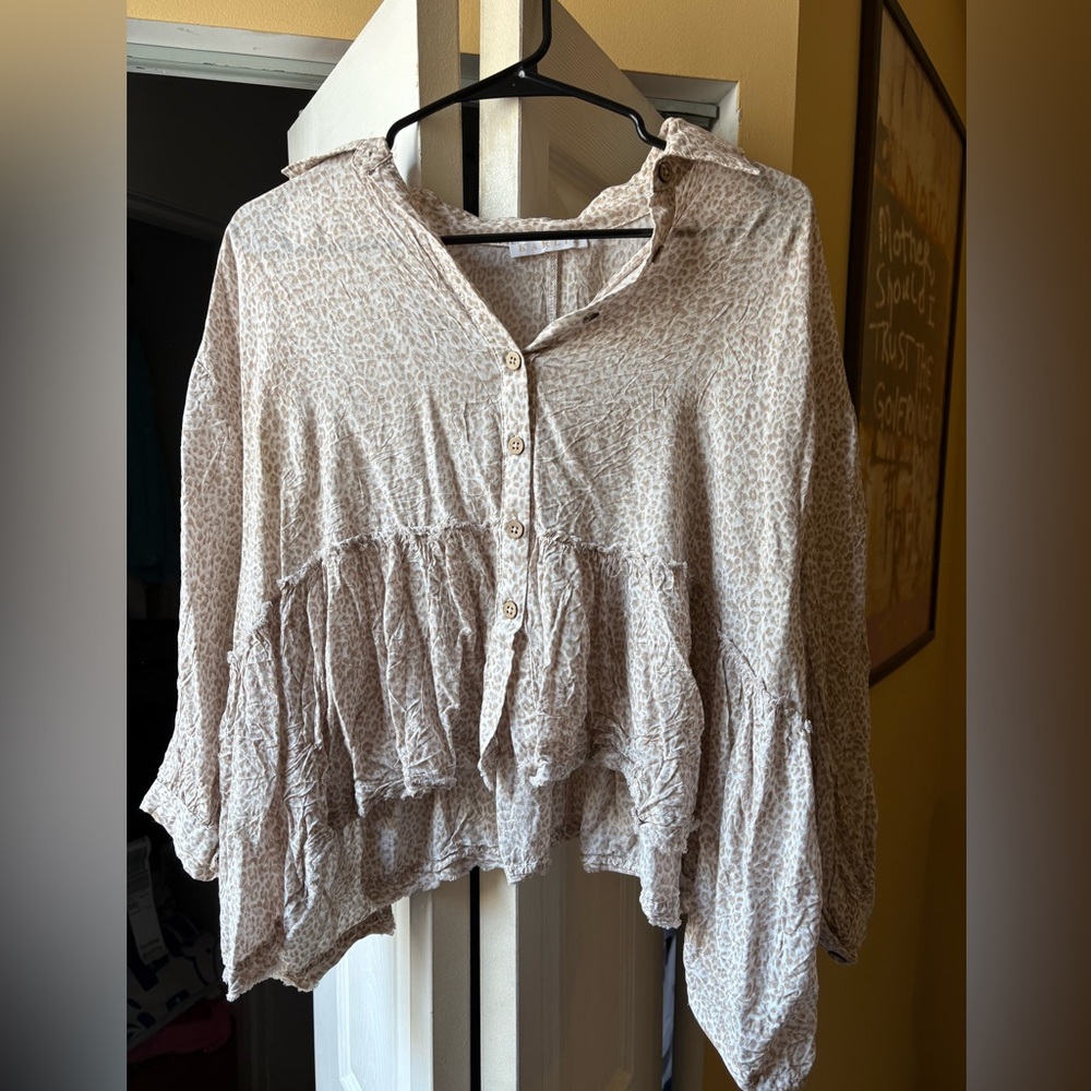 Patterned Button Blouse - image 1